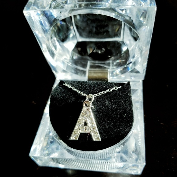Jewelry - "A" Pendant Rhinestone Necklace